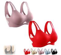 Generico Saralush Aerisoft - Ultimate Breathable Comfort Bra, The Anti Sagging Breast Bra, Seamless & all-Day Comfort (Pink+Red,M)