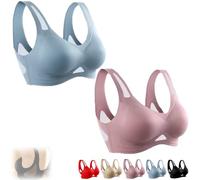 Generico Saralush Aerisoft - Ultimate Breathable Comfort Bra, The Anti Sagging Breast Bra, Seamless & all-Day Comfort (Blue+Pink,M)
