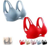 Generico Saralush Aerisoft - Ultimate Breathable Comfort Bra, The Anti Sagging Breast Bra, Seamless & all-Day Comfort (Blue+Red,M)