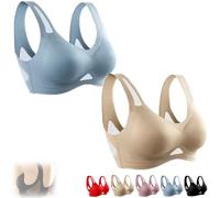 Generico Saralush Aerisoft - Ultimate Breathable Comfort Bra, The Anti Sagging Breast Bra, Seamless & all-Day Comfort (Blue+Beige,XXL)