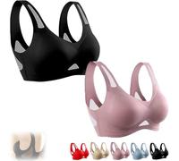 Generico Saralush Aerisoft - Ultimate Breathable Comfort Bra, The Anti Sagging Breast Bra, Seamless & all-Day Comfort (Black+Pink,XXL)