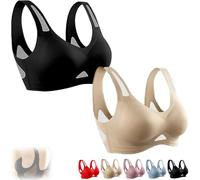 Generico Saralush Aerisoft - Ultimate Breathable Comfort Bra, The Anti Sagging Breast Bra, Seamless & all-Day Comfort (Black+Beige,M)
