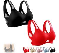 Generico Saralush Aerisoft - Ultimate Breathable Comfort Bra, The Anti Sagging Breast Bra, Seamless & all-Day Comfort (Black+Red,XXL)