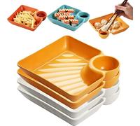 Generico Sauce Separated Plate, Chips and Salsa Serving Dish Plates, Dumpling Plate with Sauce Dish, Reusable Chip and Dip ServingDish for Dumplings, Fruit & Charcuterie (Yellow+White)