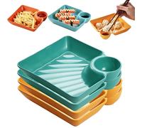 Generico Sauce Separated Plate, Chips and Salsa Serving Dish Plates, Dumpling Plate with Sauce Dish, Reusable Chip and Dip ServingDish for Dumplings, Fruit & Charcuterie (Green+Yellow)