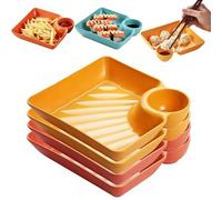 Generico Sauce Separated Plate, Chips and Salsa Serving Dish Plates, Dumpling Plate with Sauce Dish, Reusable Chip and Dip ServingDish for Dumplings, Fruit & Charcuterie (Yellow+Orange)