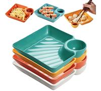 Generico Sauce Separated Plate, Chips and Salsa Serving Dish Plates, Dumpling Plate with Sauce Dish, Reusable Chip and Dip ServingDish for Dumplings, Fruit & Charcuterie (4PCS)