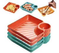 Generico Sauce Separated Plate, Chips and Salsa Serving Dish Plates, Dumpling Plate with Sauce Dish, Reusable Chip and Dip ServingDish for Dumplings, Fruit & Charcuterie (Orange+Green)