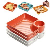 Generico Sauce Separated Plate, Chips and Salsa Serving Dish Plates, Dumpling Plate with Sauce Dish, Reusable Chip and Dip ServingDish for Dumplings, Fruit & Charcuterie (Orange+White)