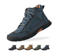 Generico Saw Behind - Sawbehind Mens Boots Men's Comfortable Handmade Leather Boot, Waterproof, Arch Support, for Hiking (Dark Blue,42)