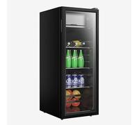 Generico SC-128 128L Mini Glass Door Refrigerator - Single Door Wine Cooler & Beverage Fridge with Freezer, Frost-Free, Grade 1 Energy Efficient, Portable for Home, Hotel, Garage, Outdoor