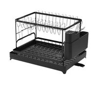 Generico Scaffale Asciugapiatti Cucina - Con Portautensili E Vassoio Di Scarico | Asciugapiatti Per Piano Cucina - Tazzina Posate Spugna Lavello Casa Dormitorio Dispensa Organizzazione