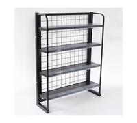 Generico Scaffale da supermercato a 4/5/6 Ripiani, Organizer per Snack e espositore per Negozi con Porta Etichette per Caramelle, Patatine, Bevande e gomme da Masticare - Scaffali in Acciaio (Nero, 2