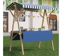 Generico Scaffale espositivo Multistrato per stoccaggio, Supporto Pieghevole per bancarella con tettoia, carretto in Legno per venditori ambulanti di Cibo, Stand per la Vendita su Strada, fiere dell'