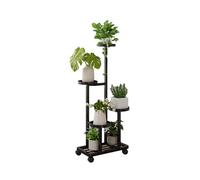 Generico Scaffale For Piante Da Con Ruote, Supporto For Piante/Fiori In Ferro Battuto A 5 Livelli, Espositore A Salvaspazio, Capacità Di Carico 35 Kg For Giardino, Balcone, Patio(Black)
