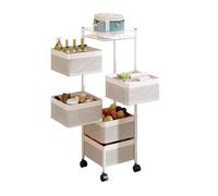 Generico Scaffale Girevole For Frutta E Verdura, Carrelli For Scaffali, Cestello Portaoggetti Da Cucina Con 4 Ruote, For Frutta, Verdura, Cipolla(White,5 tiers)