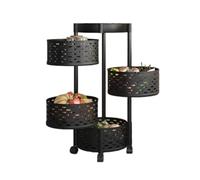 Generico Scaffale Girevole For Frutta E Verdura Da Cucina, Cesto Girevole, Organizzatore For Bagno Con Ruote, For Frutta, Patate, Cipolle(Black,4 tiers)
