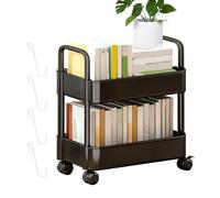 Generico Scaffale Mobile Con Rotelle 37x25x43.5cm, Libreria Multiuso Per Organizzare Libri, Giocattoli E Oggetti Domestici, Pratico Carrellino Per Camera, Ufficio O Salotto, Con 4 Pezzi Ganci