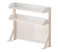 Generico Scaffale per scrivania con Pannello Forato in Metallo a 2/3 Livelli, libreria da scrivania con espositore per Computer, Ufficio e dormitorio - Organizzatore salvaspazio per casa e Lavoro.