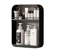 Generico Scaffale portaoggetti da Parete in Metallo Nero - Organizer Impermeabile con Cestino sospeso e Scomparti divisi - Soluzione salvaspazio per Bagno e Cucina (30x40x8 cm)