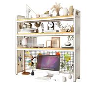 Generico Scaffale portaoggetti da scrivania in Metallo a 4 Ripiani - Libreria compatta e scaffale espositivo con tappetini silenziosi per Ufficio, dormitorio, Camera da Letto, Studio, Soggiorno e PIC