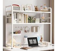 Generico Scaffale portaoggetti, espositore per Negozi, scaffale per Snack, Organizer, espositore in Metallo, libreria da scrivania per Computer - Scaffale Industriale a 2 Livelli, Organizer a griglia