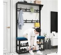 Generico Scaffale portaoggetti, espositore per Negozi, scaffale per Snack, Organizer, espositore in Metallo, Appendiabiti da Ingresso con Panca Porta Scarpe e Appendiabiti con Ripiani e Ganci, organi