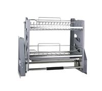 Generico Scaffale Portaoggetti For Armadietto Estraibile,cestello Elevatore For Armadietti A 2 Livelli,portapiatti E Ciotole For Uso Domestico In Acciaio Inossidabile(660x270x520mm)