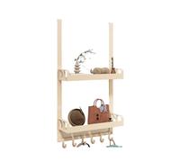 Generico Scaffale Portaoggetti For Porta Sul Retro Con Cesto Sospeso A 2/3 Livelli, Ripiani Organizer For Della Dispensa E 6 Ganci(White,40x12x72cm)