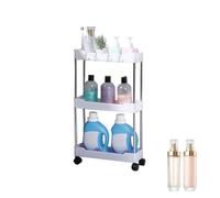 Generico Scaffale portaoggetti per carrello a più livelli - Acciaio, ripiani a rulli, carrello organizer Slim Gap | Ripiano mobile con rotelle per bagno, WC, cucina, soggiorno, soluzione