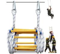 Generico Scala di Sicurezza in Corda ignifuga da 20 m con 2 Ganci, Scala di Soccorso Portatile per Arrampicata di Emergenza per finestre, balconi, ringhiere e Case sugli Alberi - Resistente e affidab