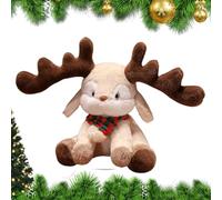 Generico Scarf Deer Room Embellishment Huggable Throw Pillow | Plush Christmas Deers | Christmas Cartoon Deer Plush Animal Figure For Nursery, Living Room, Study