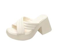 Generico Scarpe Basse Donna Eleganti Sandali Eleganti Largo Le Donne Indossano Pantofole con Tacco Spesso E Sandali A Una Linea con Suola Spessa E Pan Di Spagna Ciabatte Antiscivolo (White,35)