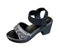 Generico Scarpe Basse Donna Eleganti Sandali Estive Comode Sandali da Donna Per Commercio Estero Taglie Forti Estate Nuovo Articolo Pan Di Spagna Tacchi Alti Spessi Suola (Black,41)
