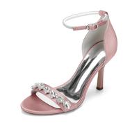 Generico Scarpe col Tacco Alto con Strass da 9,5 cm, Punta affilata con Cinturino alla Caviglia,Pompa per Ufficio per Abiti da Sera per Feste di Matrimonio da Sposa,Meat Pink,42 EU