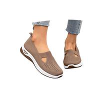 Generico Scarpe Comode Donna Estive, Scarpe Ortopediche Donna Senza Lacci Morbida Sneakers Comode Ginnastica Traspirante Antiscivolo Leggere Eleganti Sneaker per Camminare Running Fitness Caffè 34 EU