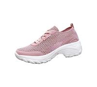 Generico Scarpe Comode per Camminare Donna Scarpe Sneakers Womens Shoes Ethnic Casual Shoes Summer Fashion Hollow Breathable Flat Heel Soft Sole Casual Respirabile (Pink,42)