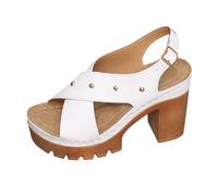 Generico Scarpe con Tacco Donna Largo Sandali Estive Comode Summer New Plus Size Thick High Heeled Sandals With A Back Strap And Thick Sole Casual Sandals For Women Sandali da Mare Donna (White,40)