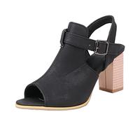 Generico Scarpe con Tacco Donna Pianta Larga Sandali Tacco 2026 Commercio Estero Sandali con Bocca Di Pesce Grandi Romani Fibbia da Donna da Strass (Black,42)
