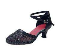 Generico Scarpe Da Ballo Latino Per Donne Balli Latini Moderni E Tango Punta Aperta Morbide Comode Ragazze Chacha Salsa Jazz Ballroom Scarpe Tacchi Bassi Bachata Classici Sandali Danza,Tacco 5.5cm