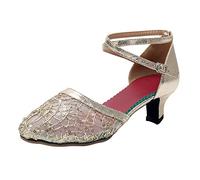 Generico Scarpe Da Ballo Latino Per Donne Balli Latini Moderni E Tango Punta Aperta Morbide Comode Ragazze Chacha Salsa Jazz Ballroom Scarpe Tacchi Bassi Bachata Classici Sandali Danza,Tacco 5.5cm