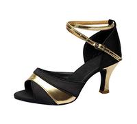 Generico Scarpe Da Ballo Latino Professionali Per Donne Morbide E Comode Con Strass Bachata Balli Latini Moderni Tango Glitterati Scarpe Classici Principianti Pratica Sandali Danza,Tacco 7.5cm