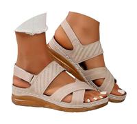 Generico Scarpe da Donna Estive Ortopediche Sandali Zeppa Sandali Ortopedici per Donna con Fascite Plantare,Piatti con Gancio E Passante,Estivi,da Comfort (Grey,37)