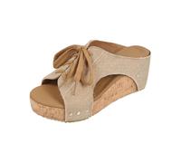 Generico Scarpe da Donna Estive Plateau Sandali con Zeppa Sandali da Donna con Plateau in Denim,Punta E Tacco in Sughero. Tacco Largo Scarpe Comode Eleganti (Yellow,40)