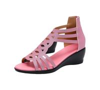 Generico Scarpe da Donna Estive Plateau Sandali Platform Sandali da Donna con Intagli,Punta,Cinturino Alla Caviglia,Scarpe Estive con Cerniera Posteriore Per Un (Pink,35)