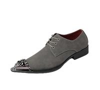 Generico Scarpe Derby Uomo Antiscivolo con Lacci, Punta Affusolata in Camoscio Sintetico, Scarpe Eleganti per Business, Matrimonio, Festa E Ballo,Grigio,45 EU