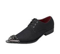 Generico Scarpe Derby Uomo Antiscivolo con Lacci, Punta Affusolata in Camoscio Sintetico, Scarpe Eleganti per Business, Matrimonio, Festa E Ballo,Nero,41 EU