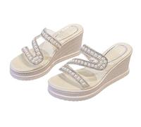 Generico Scarpe Donna Estive Comode Plateau Sandali Zeppa Pantofole da Donna Estive con Zeppa,alla,con Suola Spessa E Plateau,Pantofole Casual Una Sola Parola Sandali Pelle (Pink,41)