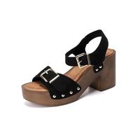 Generico Scarpe Donna Estive Comode Sandali con Tacco Donna Pianta Larga Fibbie Regolabili Borchie Decorative Platform Spessa Casual Ideali Per Giornate Fuori Passeggiate In Città Relax
