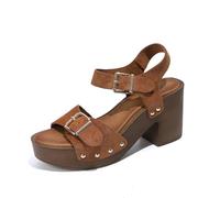 Generico Scarpe Donna Estive Comode Sandali con Tacco Donna Pianta Larga Fibbie Regolabili Borchie Decorative Platform Spessa Casual Ideali Per Giornate Fuori Passeggiate In Città Relax